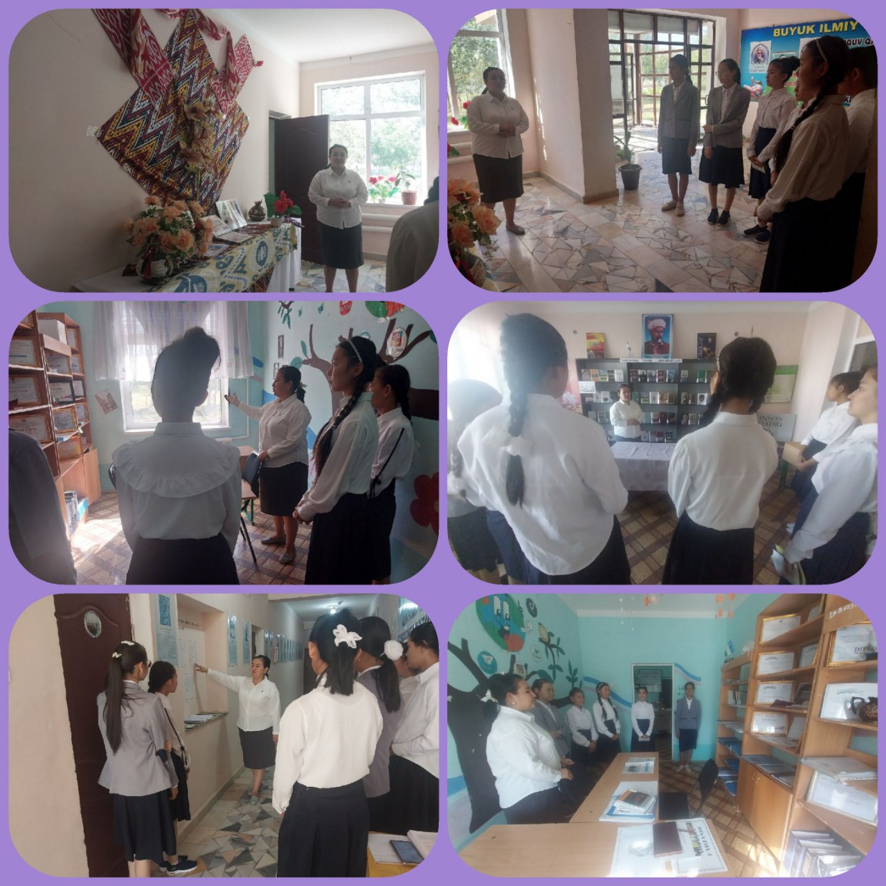 Maktab o'quvchilari ishtirokida kutubxona bo'ylab sayohat tashkil etildi.