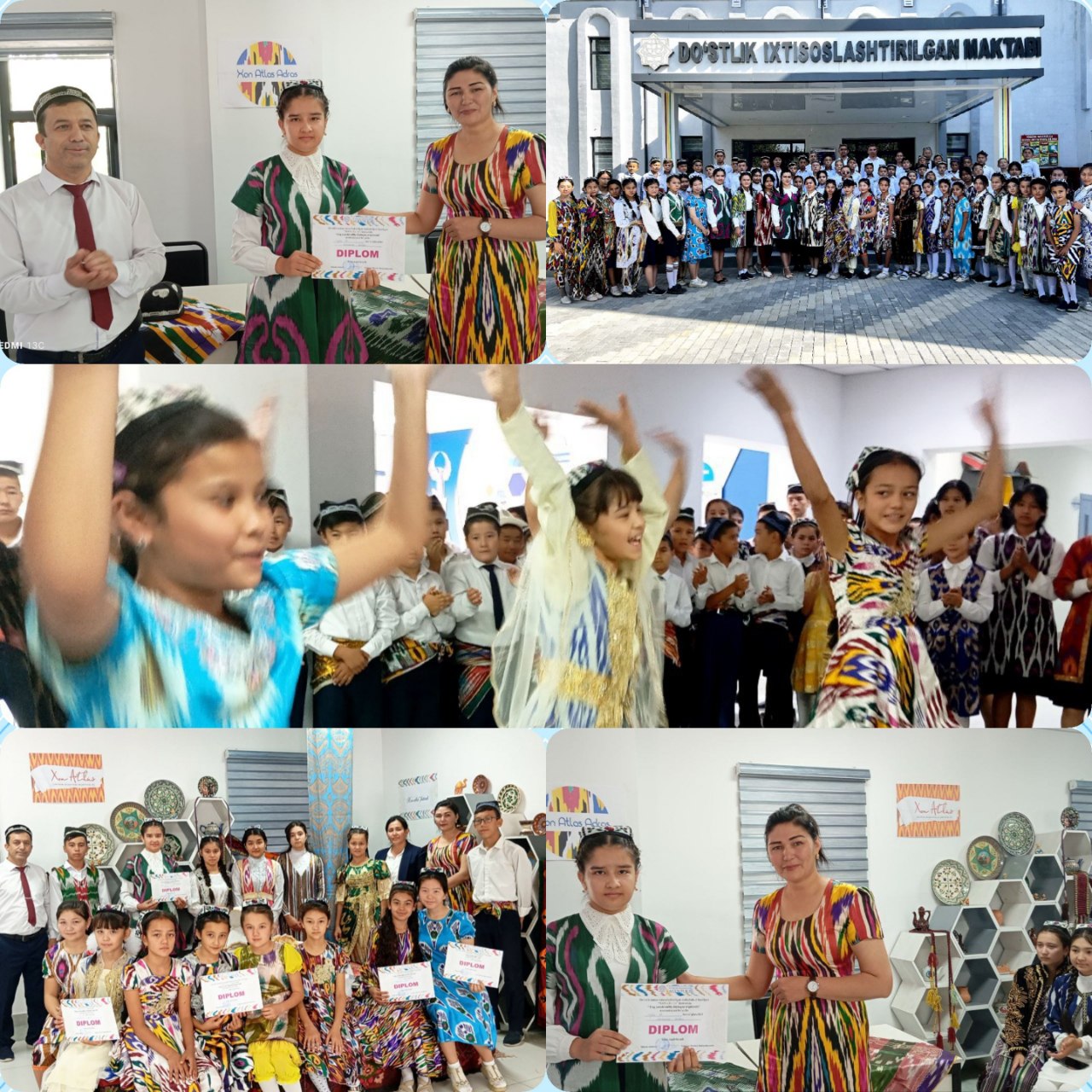 “Xon atlas" festivsli doirasida Do‘stlik tuman axborot-kutubxona markazi va Do‘stlik ixtisoslashtirilgan maktabida hamkorlikda milliy kuy-qo‘shiqlar, koʻrgazmalar bilan ko‘tarinki ruxda tashkil etildi.