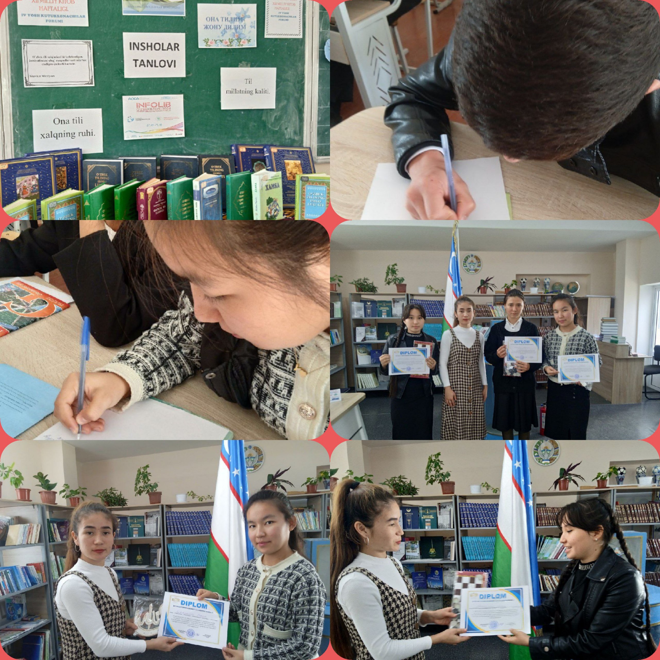 "Oʻzbek tili xalqimizni birlashtiradigan qudratli kuchdir" shiori ostida "Eng qadimiy,eng boy ona tiimdir" mavzusida insholar tanlovi oʻtkazildi.