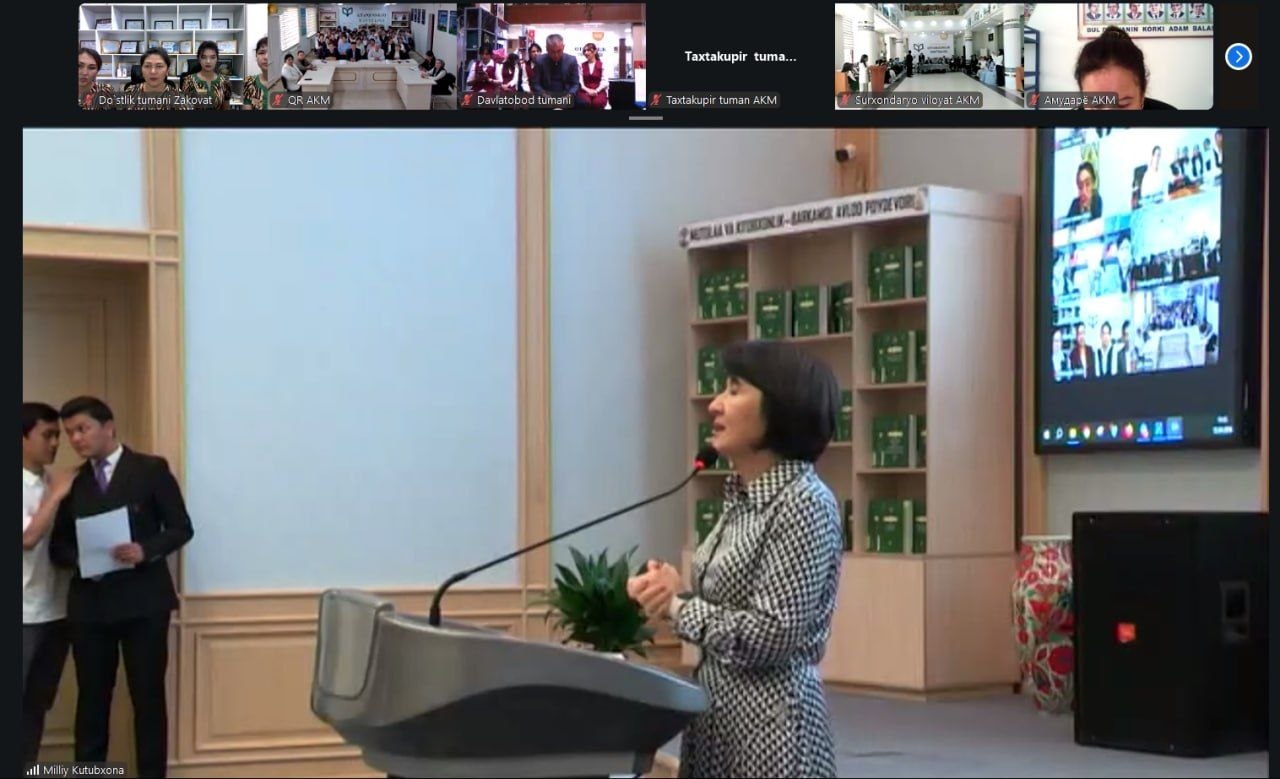 “Kitobxonlik haftaligi”ning ochilish marosimida Do‘stlik tuman Axborot-kutubxona markazining rahbar va xodimlari ZOOM platformasi orqali ishtirok etdilar.
