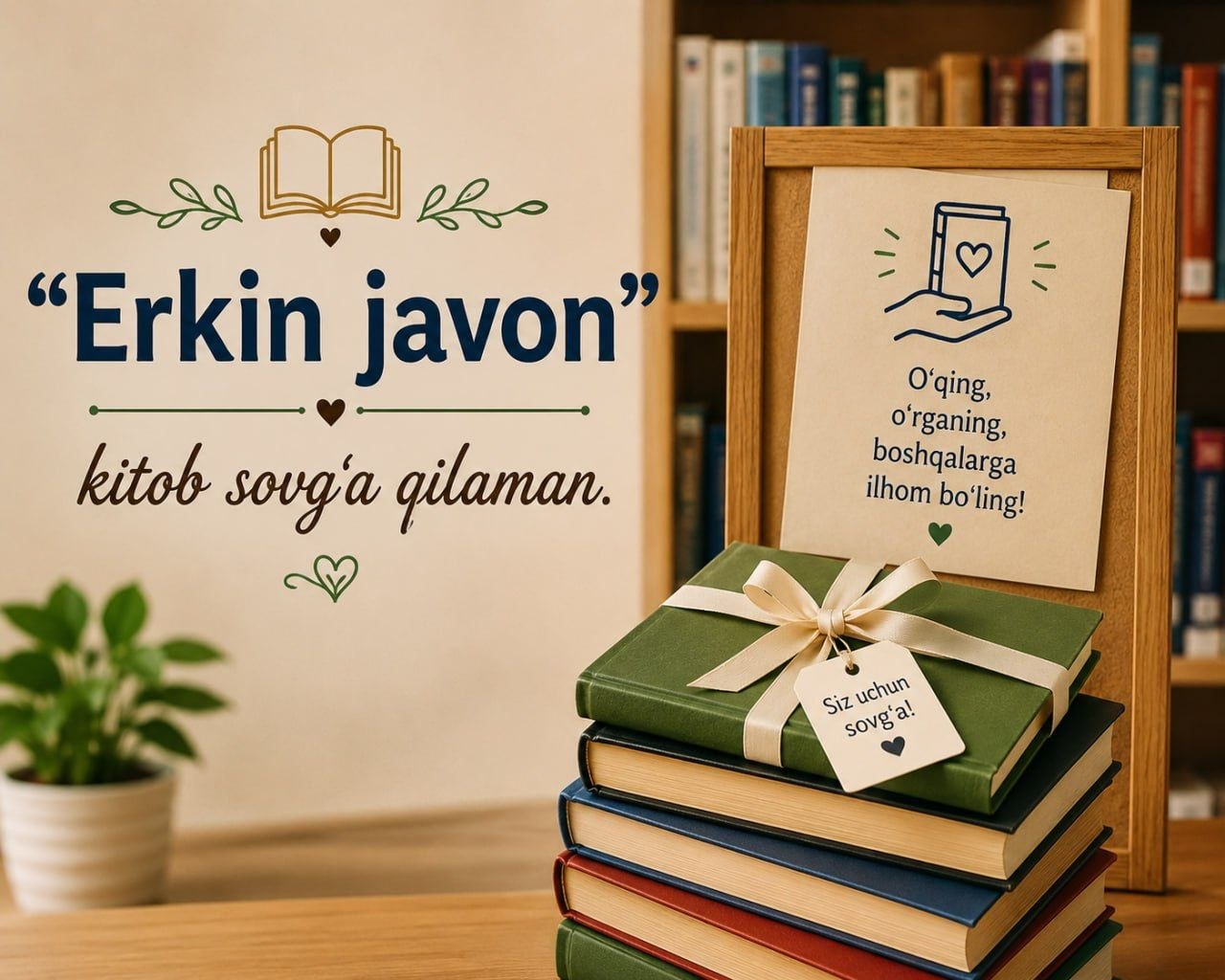 Zayniddinova Sarvinoz Do‘stlik tumani Axborot-kutubxona markaziga kitoblar sovg‘a qildi. 📖✨